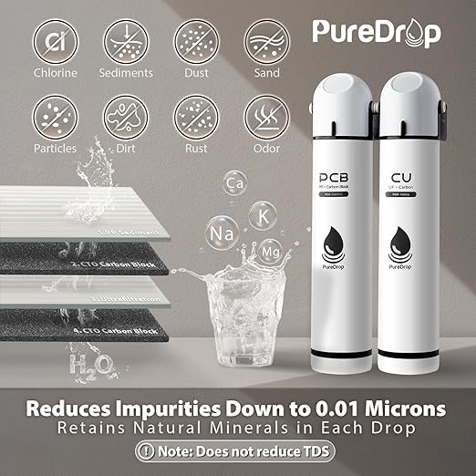 PDR-16KUF2 0.01 μm Ultra Filtration Under Sink Water Filter, High Capacity 2-Stage Under Sink Filtration System, Reduces Chlorine, Bad Taste & Odor, 16K Gallons