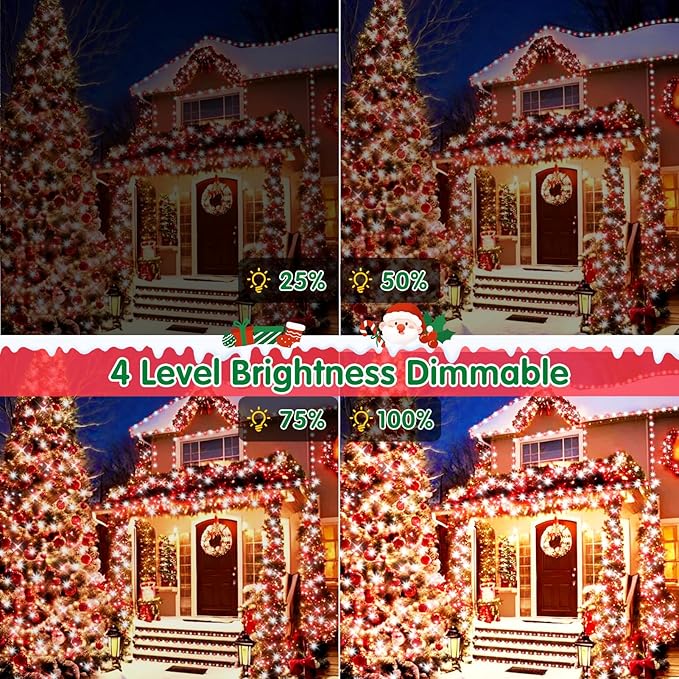 XURISEN 403FT 1000 LED Christmas Lights Outdoor Green Wire String Lights 8 Modes with Timer Memory Waterproof Fairy Light Plug in for Xmas Tree Wedding Yard Party Holiday Decorations(Red+White)