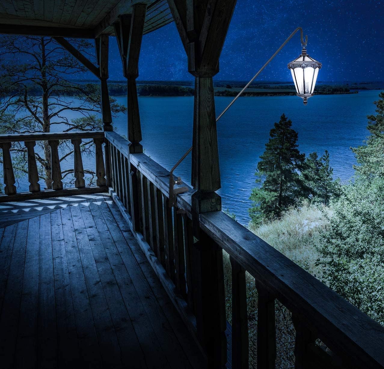 ERYTLLY Extended Reach Deck Hook Wall Pole Wall Mounted Deck Hook Extensible and 43 inch Wall Bracket for Hanging Bird Feeder,Plants,Wind Chimes,Lanterns 2 Packs