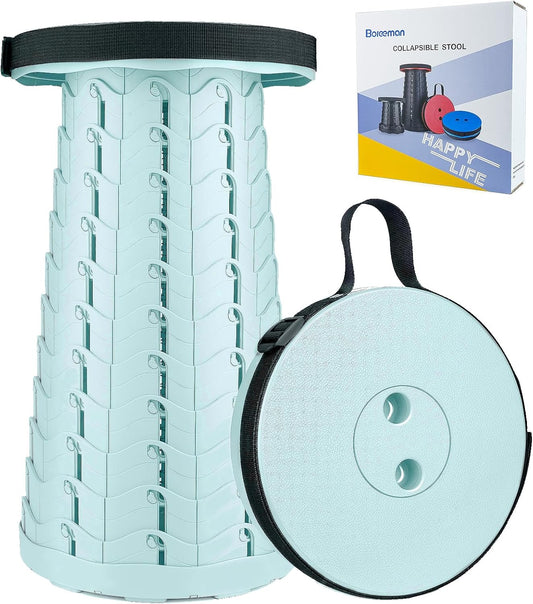 Boreeman Upgraded Folding Stool Lightweight Yet More Sturdy with Load Capacity 400lbs Portable Collapsible Stool for Camping Fishing Hiking BBQ (Ice Cream)