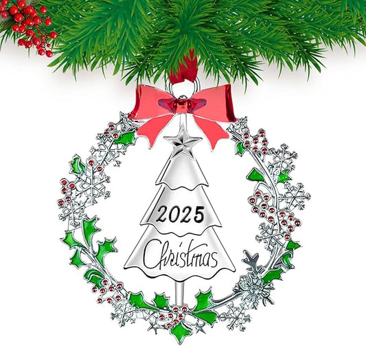 Christmas Ornaments 2025,Xmas Keepsake Pendant, Christmas Tree Ornament Handcrafted Metal DIY Hanging Craft Collectibles for Xmas Trees Home Party Party Gifts (tree2025)