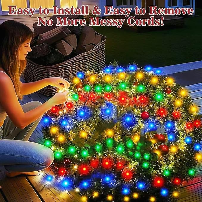 HYH Christmas Net Lights Outdoor 360 LED 12FTx5FT Multicolored Christmas Bush Mesh Lights Connectable Waterproof String Light 8 Modes for Decorations Indoor Xmas Tree Bushes Garden Decor Party
