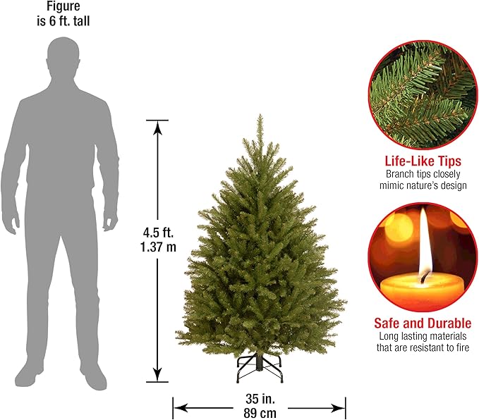 National Tree Company 4.5 ft Unlit Dunhill Fir Artificial Christmas Tree, 763 Tips, Includes Stand, Green