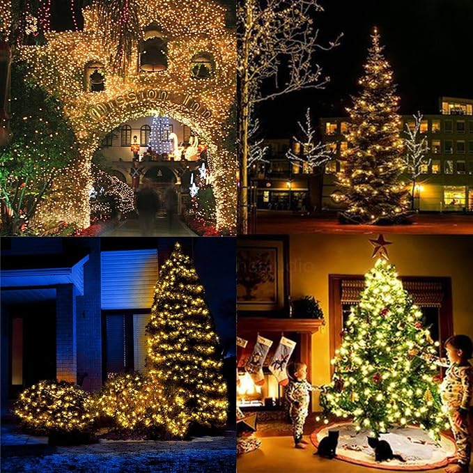 Toodour Christmas Lights Outdoor, 131ft 350 LED String Lights, Timer, Waterproof 8 Modes Outdoor Christmas String Light - Twinkle Light for Tree Home Garden Yard Wedding Party Xmas Decor(Warm White)