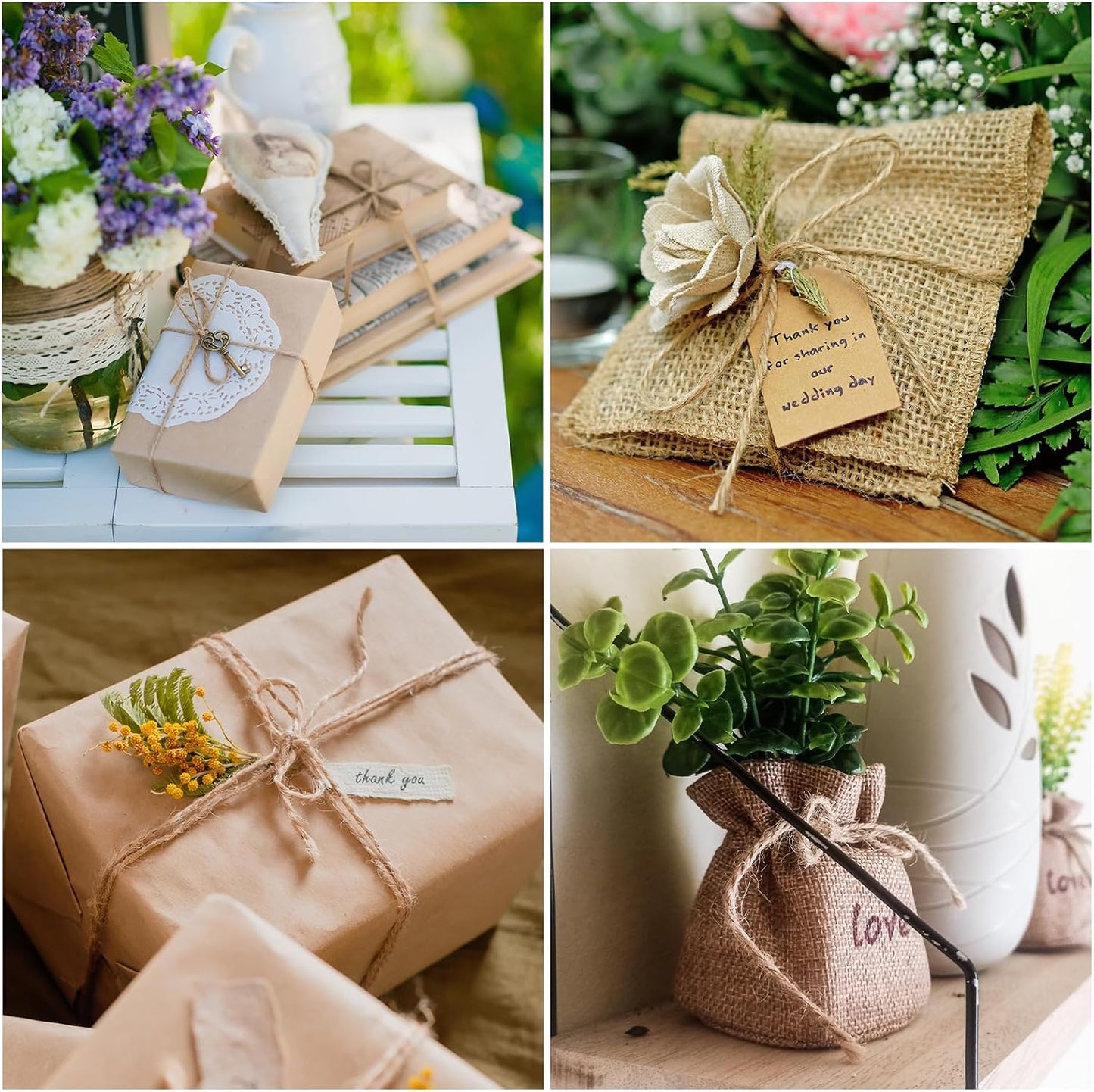 uxcell 328 Feet Natural Jute Twine String,2mm Thin Garden Twine Rope Colored Plant String Cord for DIY Art Crafts Gift Wrapping Decoration Packing Gardening Plant Hanger,Rose Red