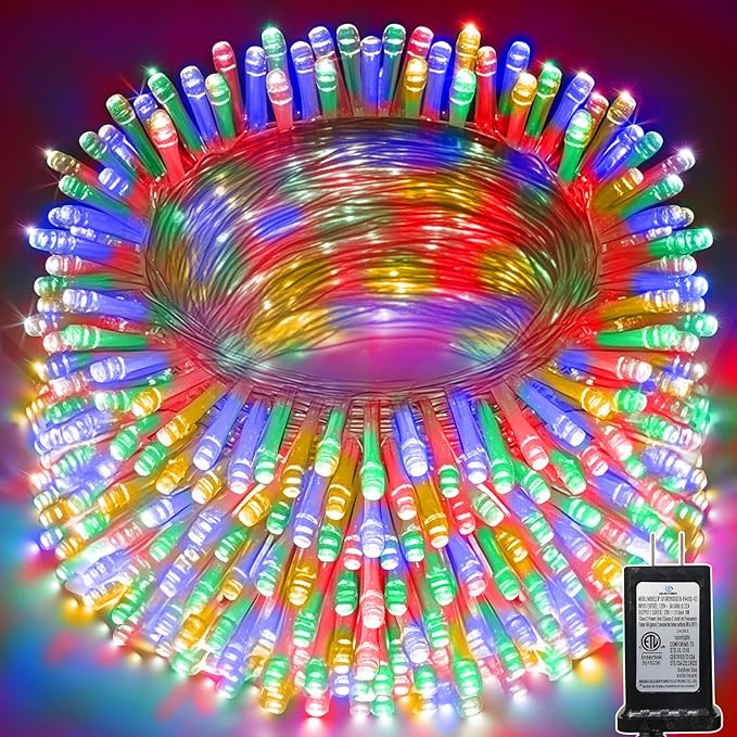 114 FT 350 LED String Lights Outdoor Indoor, Christams String Lights Waterproof 8 Modes & Timer, Fairy Lights Plug in for Bedroom, Weeding, Patio, Party, Holiday,Christmas Decor（Multicolor）
