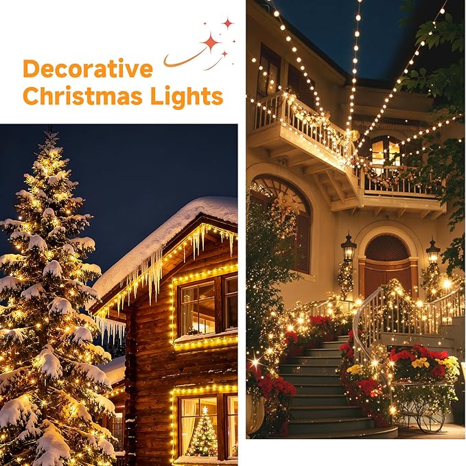 Mlambert 1500 LED Christmas Lights 492FT, Outdoor Waterproof Dimmable Fairy Lights with Remote, 8 Modes Indoor Lighting for Holiday Décor, Warm White
