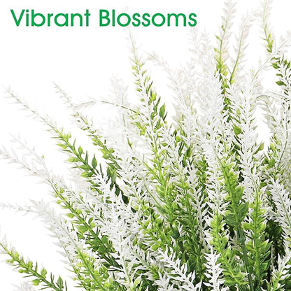 Ouddy Decor 24 Bundles Artificial Lavender Fake Flowers Faux Plastic Plants for Home Wedding Kitchen Garden Patio Window Box Office Table Centerpieces Indoor Outdoor Decor, White