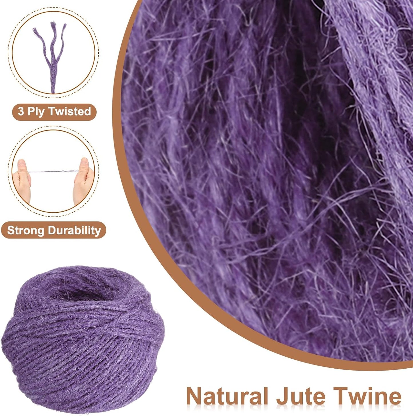 uxcell 164 Feet Natural Jute Twine String,2mm Thin Garden Twine Rope Colored Plant String Cord for DIY Art Crafts Gift Wrapping Decoration Packing Gardening Plant Hanger,Light Purple