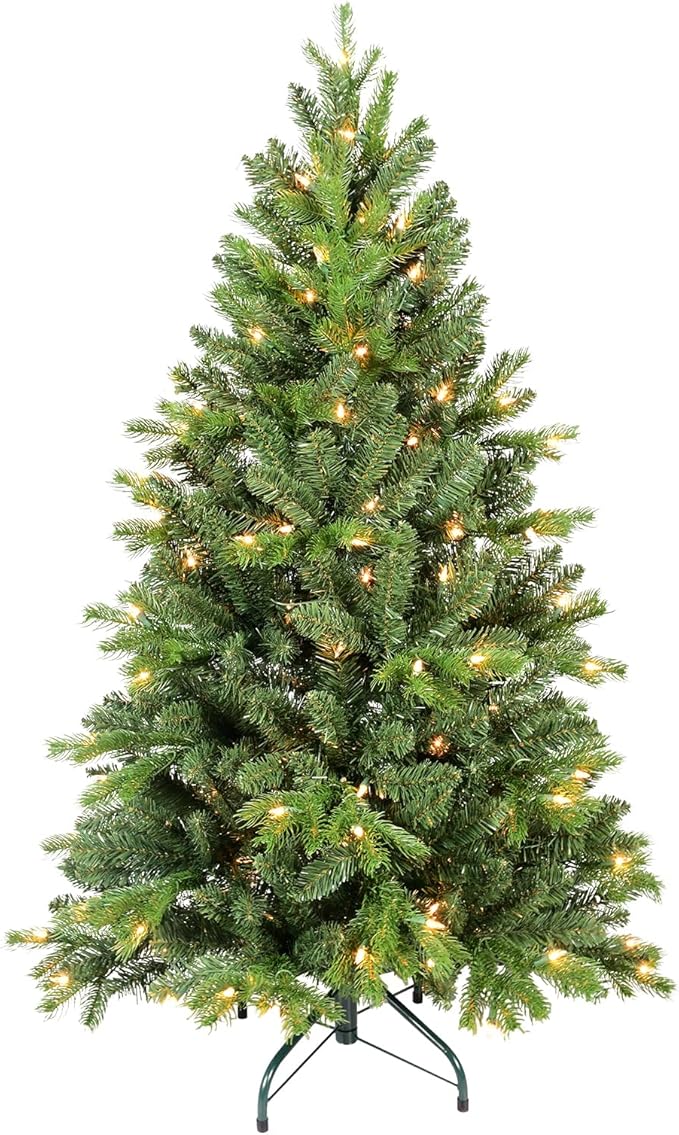 4ft Prelit Artificial Christmas Tree with Lights,North Valley Spruce Xmas Tree Indoor Outdoor Decor for Home Holiday, Easy to Assemble