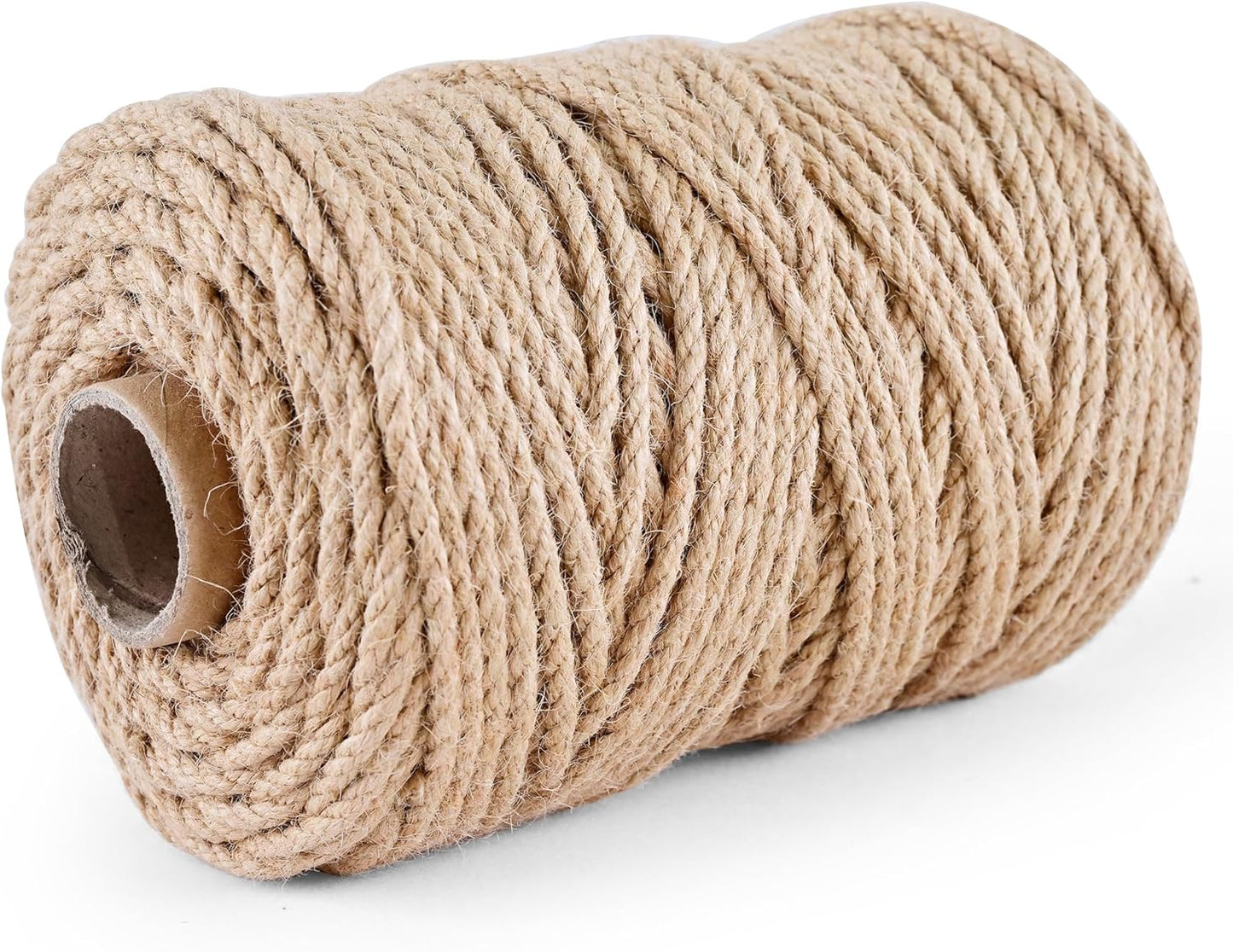 Natural Jute Twine 656ft 5mm,3Ply Twisted Thick Twine Rope Strong Jute String Roll for Crafts Gift Wrapping Gardening Home Decor Bundling Cat Scratching Post