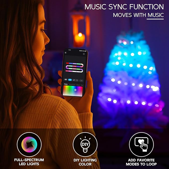 White 3ft Christmas Tree with Lights, Small 36inch Artificial Tree Mini Table Top Decorations, Xmas Desk Tree with 80 Colored Lights, 200 Branch, Holiday Decor for Home,Indoor Office Tabletop