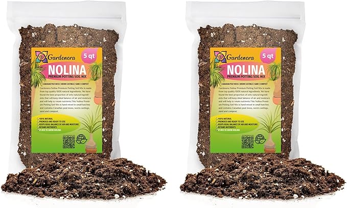 Gardenera Nolina Plant Potting Soil - All-Natural Blend for Thriving Nolina Plants - Boosts Root Health and Distinctive Form - 10 Quart