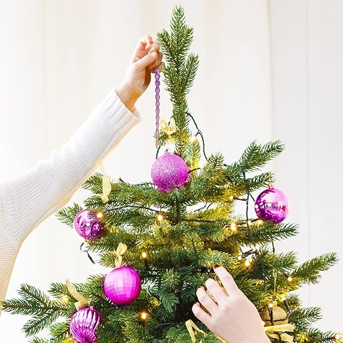 AMS Sparkling Glitter Plastic Icicle Ornaments 30 PCS Twisted Icicles Decoration Christmas Tree and Holiday Xmas Party Hanging (5.1'', Purple)