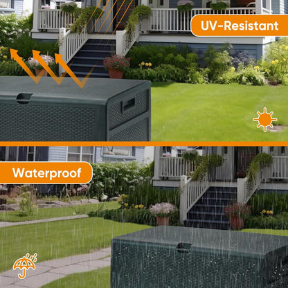 125 Gallon Resin Deck Box, Weatherproof Outdoor Storage Box for Patio, Garden, Pool, and Yard, Lockable Waterproof Bin for Tools, Cushions, and Accessories, Grey