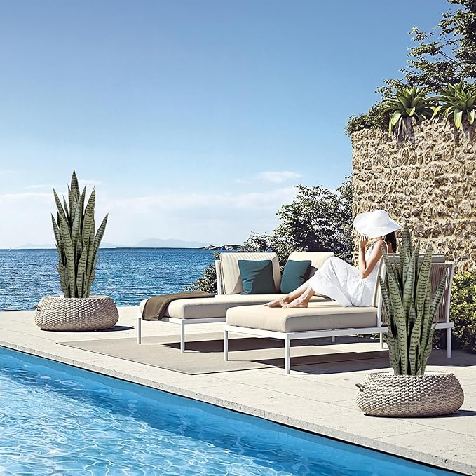 2 Pack 3FT Sansevieria Artificial Silk Tree, Fake Snake Plant, Faux Agave Potted Plants for Indoor and Outdoor Home Office Décor