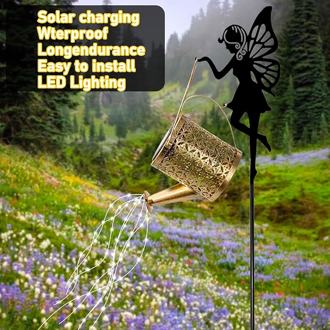 Solar Watering Can Light, Outdoor Decorative Garden Decor Lights for Yard Decorative Birthday Gifts for Women for Patio Yard Statues Garden Decor Gifts