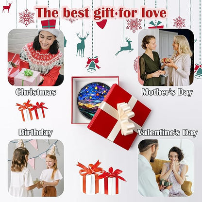 Stained Glass Window Hanging, Blue Sky Gold Stars Abstract Landscape Suncatcher for Doors Window Home Sun Catchers Decor Mother's Day Birthday Gifts for Women, Men Mom 9.8 in