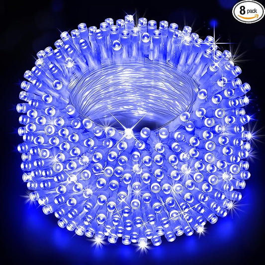 Heceltt Christmas Lights Outdoor, 403FT 1000 LED String Lights 8 Modes and Timer Memory Function Twinkle Fairy Lights IP44 Waterproof Plug in for Xmas Tree Wedding Party Holiday Decor(Blue)