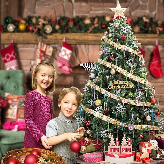 AMS Sparkling Glitter Plastic Icicle Ornaments 30 PCS Twisted Icicles Decoration Christmas Tree and Holiday Xmas Party Hanging (5.1'', Multi Color)