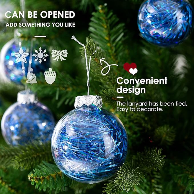 Christmas Ornaments Ball Set-Shatterproof Clear Plastic Decorative Baubles for Xmas Tree House Holiday Wedding Party Decoration,20pcs Blue