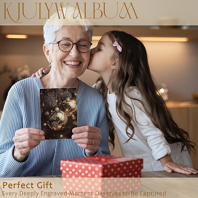 Christmas Photo Albums 4x6 inch Hold 36 Pictures, Christmas Golden Bauble Ball Ornament Small Memory Photo Album Book for Baby Family Graduation Wedding Travel Vacation