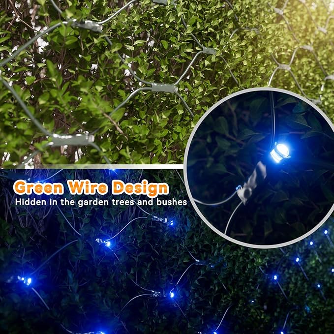 LitHome 21FT x 5FT Christmas Net Lights Outdoor Mesh Lights, 360 LED Christmas Blue Net Light for Bushes Connectable, 8 Modes Giant Mesh Light Waterproof Green Wire for Tree Garden Party Roof Decor