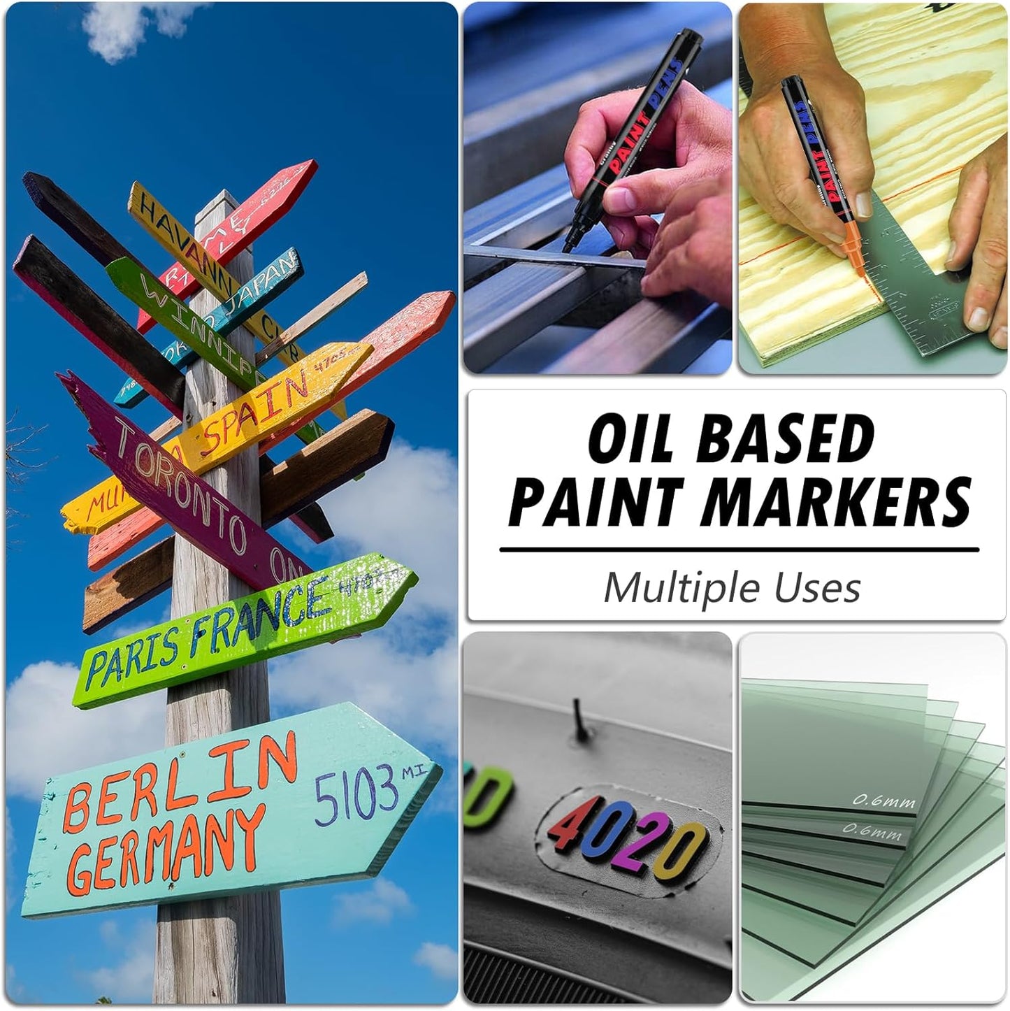 Orange Paint Pens Paint Markers - 12 Pack Permanent Quick Dry Waterproof Marker Pens for Rocks Wood Fabric Plastic Canvas Glass Mugs Metal Tire Stone