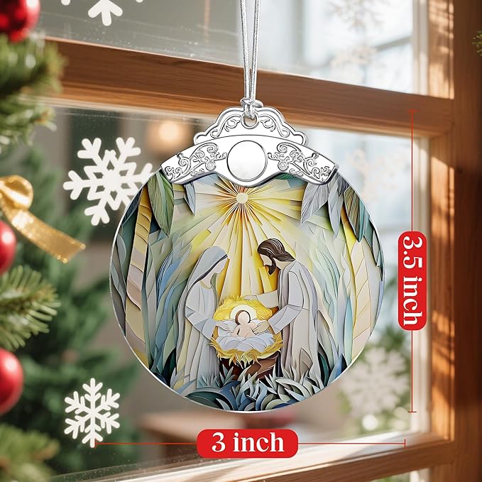 Nativity Scene Christmas Ornament, Jesus Birth Christmas Ornament, Holy Family Decoration, Religious Decor, Christian Holiday Decor, Christian Gifts, Religious Gifts, Gift Exchange, Gift Idea