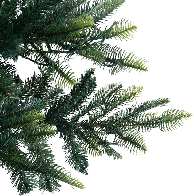 Naomi Home 6.5ft Nordic Christmas Tree with Lights, Realistic Charming Prelit with 921 Branch Tips, 500 Warm Lights and Metal Stand, Aritificial Tree