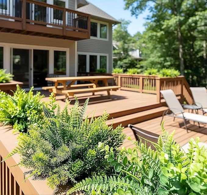 ilauke 6 Pack Artificial Greenery Stems Outdoor UV Resistant, Faux Plants for Home Decor Indoor Outside, Assorted Eucalyptus Decor & More for Vases