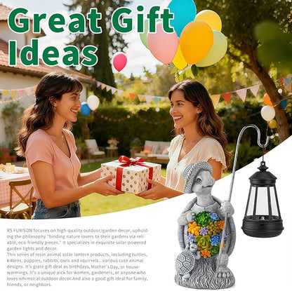 Solar Garden Outdoor Statue Turtle with Hanging LED Lantern —Outside Solar Turtle Decor for Garden,Home,Lawn,Yard, Balcony Ornament- Unique Housewarming Gifts