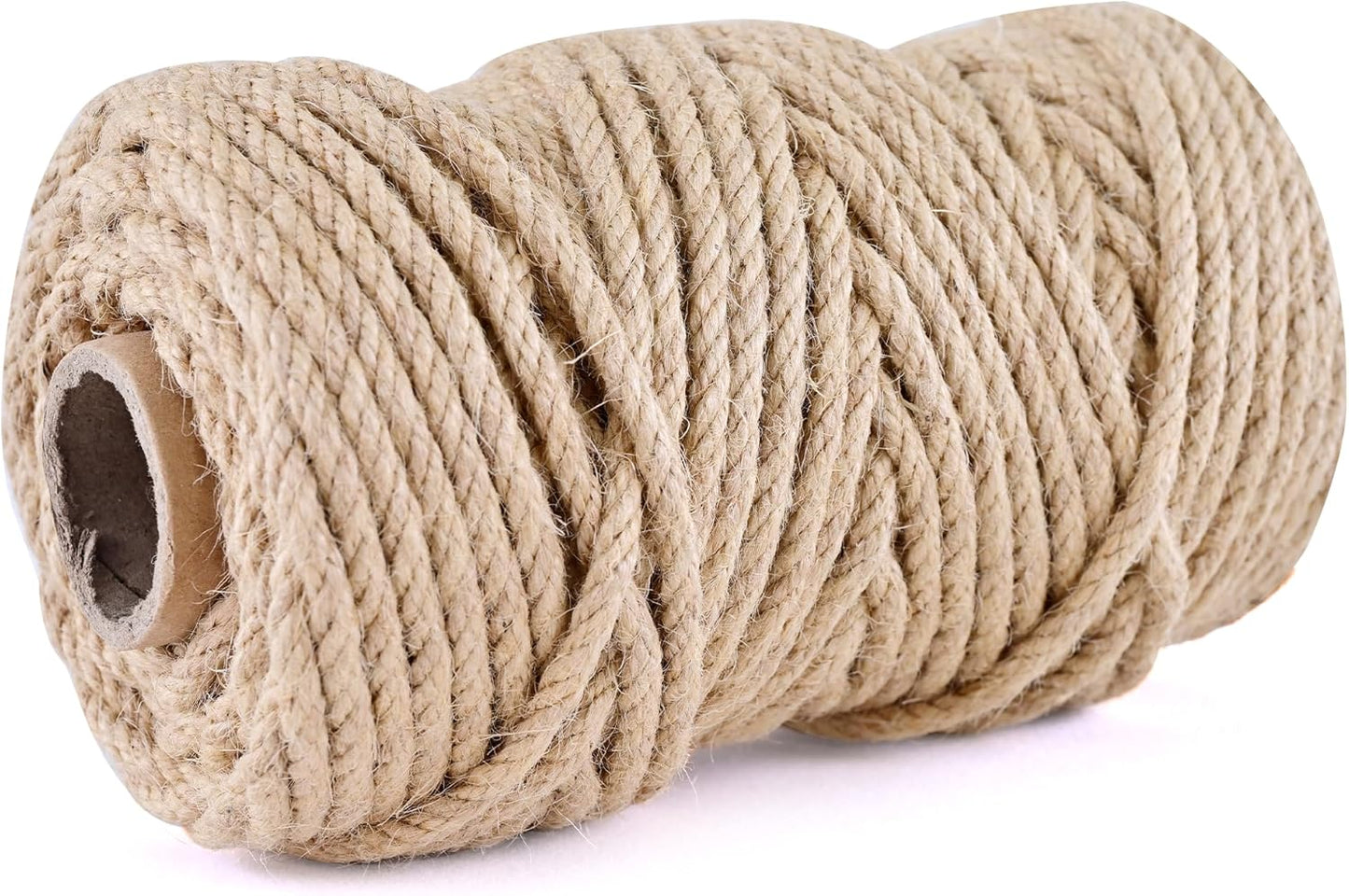 Natural Jute Twine 328ft 4mm,3Ply Twisted Thick Twine Rope Strong Jute String Roll for Crafts Gift Wrapping Gardening Home Decor Bundling Cat Scratching Post