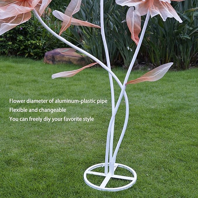 Giant Flowers for Decoration,3-Head Large Artificial Silk Flower with Standing Stems and Base for Party Banquet Wedding Reception Background Decor Home Decor (Champagne Gradient)