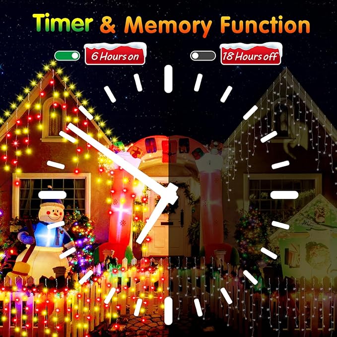 164FT Christmas Lights Outdoor, 1600 LED Outdoor String Lights Waterproof Plug in with 8 Modes & Timer, Christmas String Lights for Tree Party, Garden, Holiday Decorations（Red+Warm White）