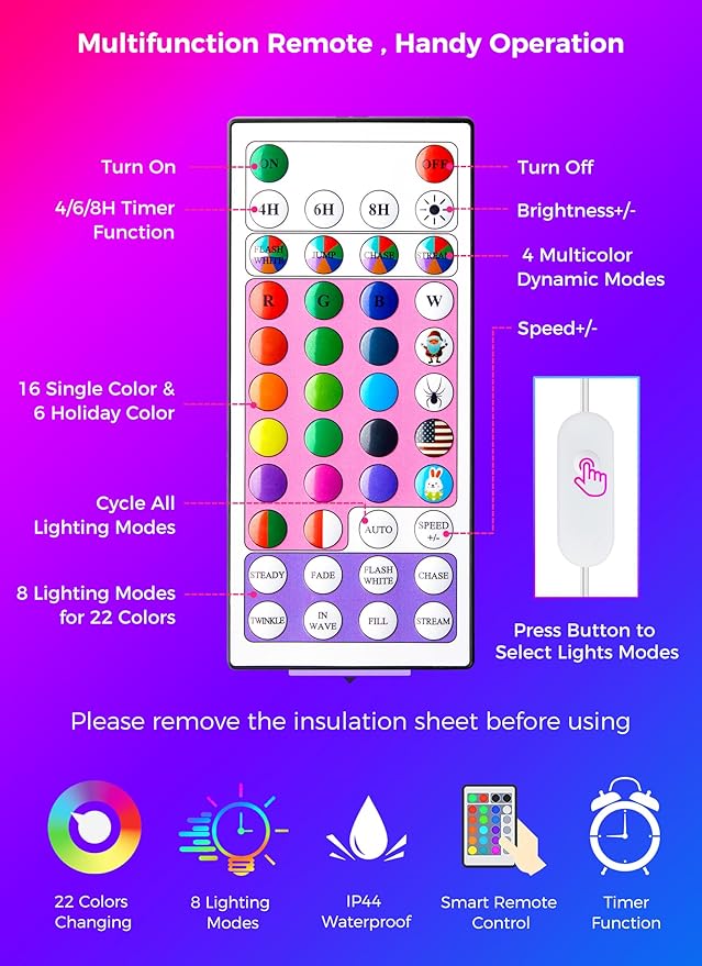 Minetom Christmas Lights Color Changing - 22 Colors 196FT 600 LED Fairy String Lights with Remote,Twinkle Fairy Lights Indoor with 12 Lighting Modes, Pastel Easter Lights for Bedroom Classroom