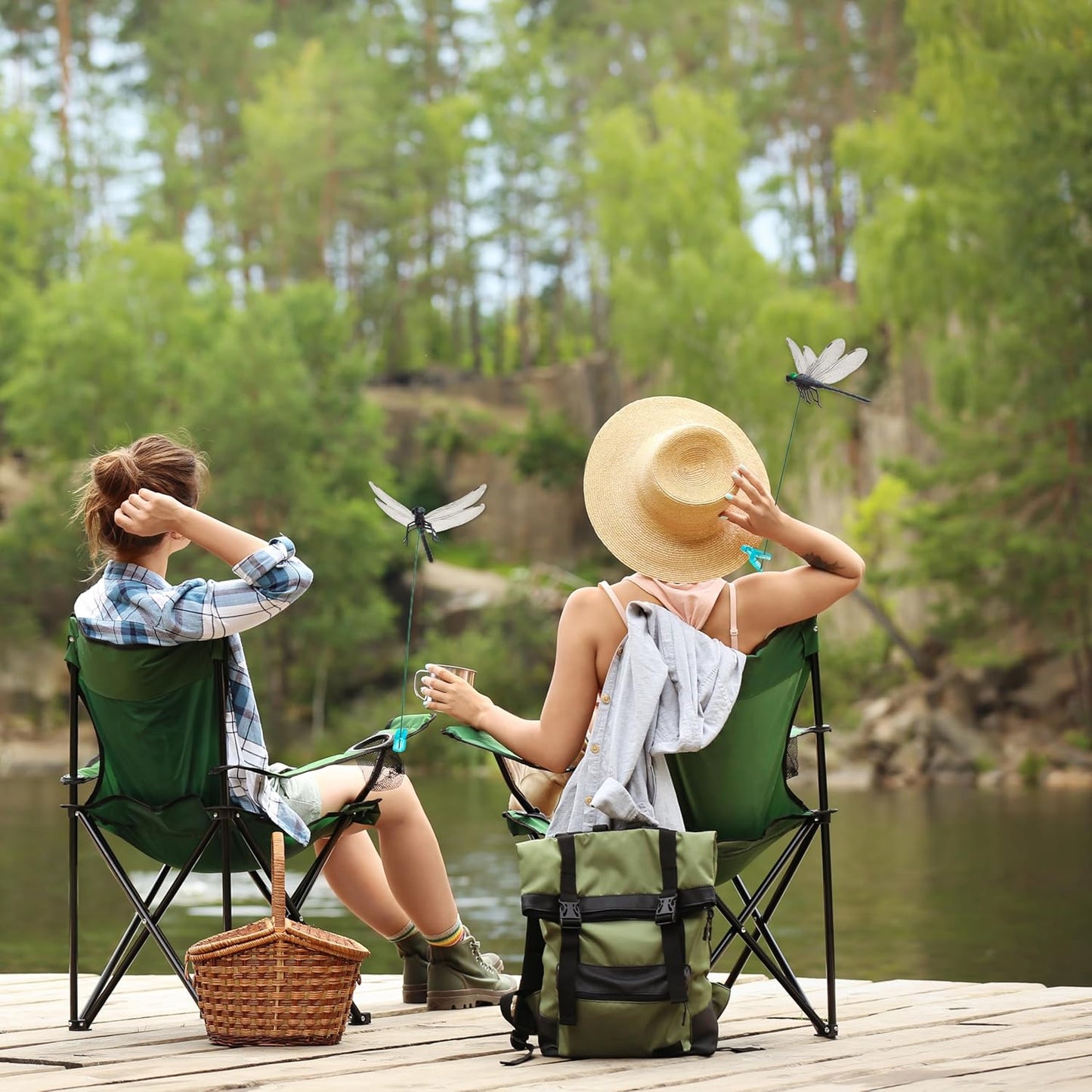 Dragonfly Clips Black Dragon Fly Hat Clip Artificial Realistic 3D Dragonflies Garden Stakes Decor for Indoor Outdoor (6 Pcs)