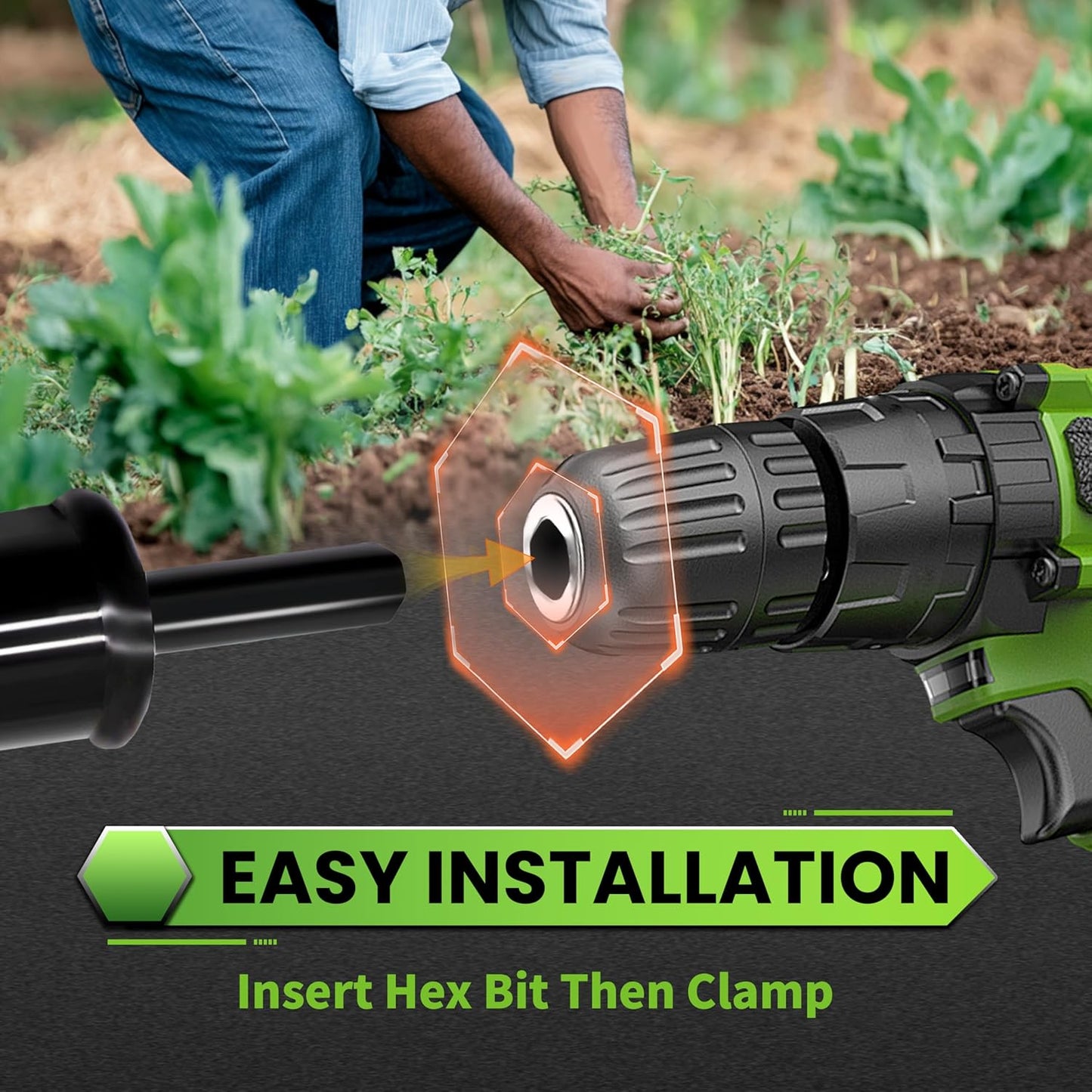 SYITCUN 4"X16" Heavy-Duty Auger Drill Bit for Planting - Garden Spiral Drill Bit - Bulb Planter Tool & Post Hole Digger - 3/8" Hex Drive