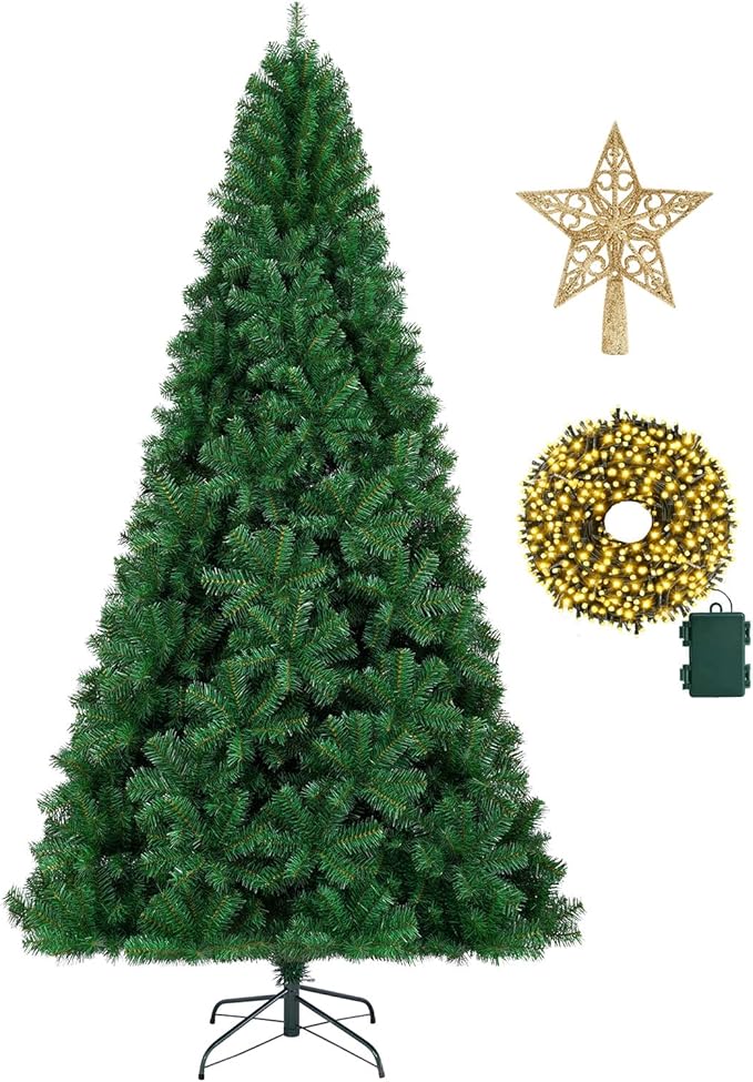 KTKDE 4ft Premium Spruce Artificial Holiday Christmas Tree for Home, Office,Party Decoration w/ 450 Branch Tips1pcs Tree top Star 1 Set LED Battery Box Light String