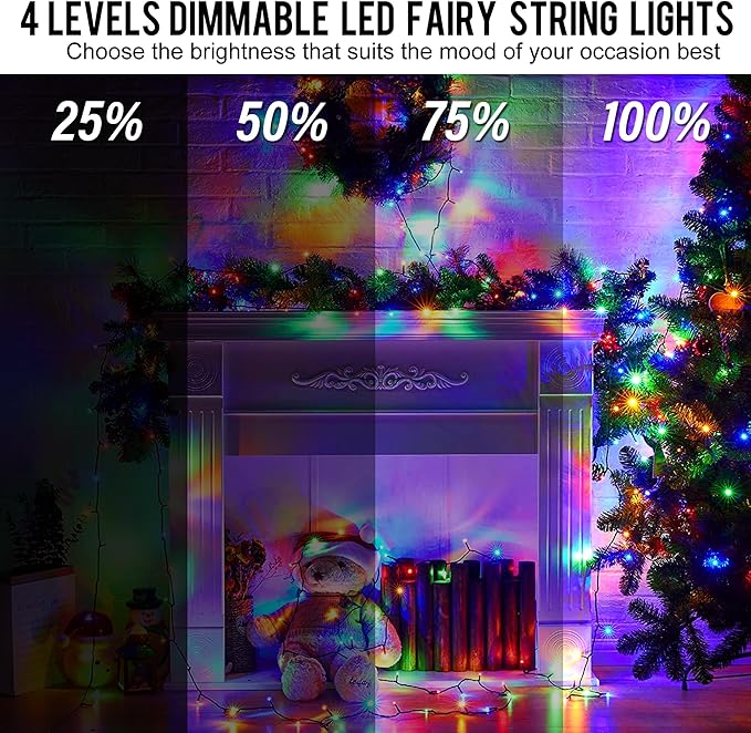 Weillsnow 328 FT 1000 LED Christmas String Lights with Remote & Timer, 8 Lighting Modes Twinkle Lights, Waterproof Fairy Lights For Outdoor Bedroom Backyard Tree Wall Christmas Decoration (Multicolor)