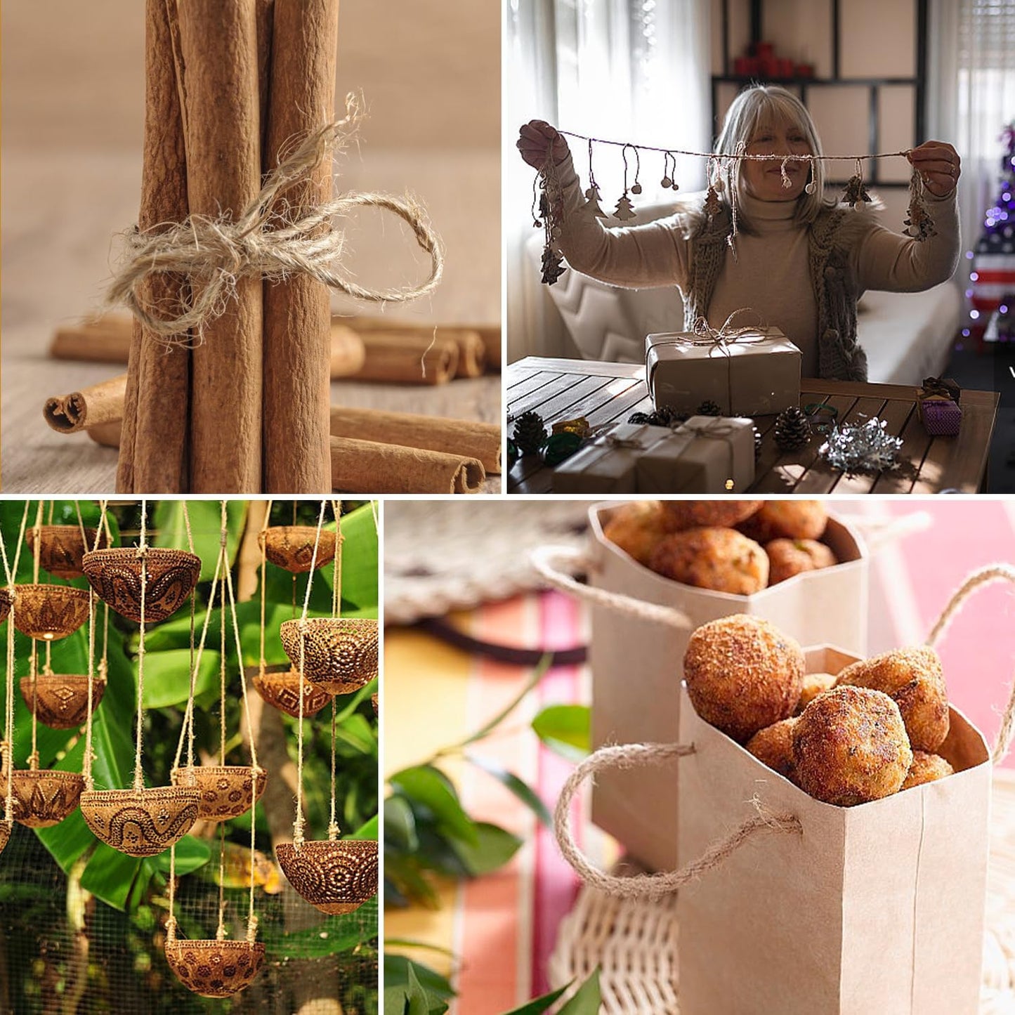 Natural Jute Twine 656 Feet Long String for Crafts Gift Wrapping Christmas Handmade Arts Decoration Packing String Home Decor （3mm * 656feet）