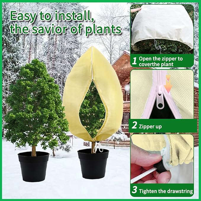Plant Covers Freeze Protection,Winter Tree and Shrub Frost Protection Blanket, 2-Piece Reusable Garden Plant Cover, 31.4 x 39.3 Inches.