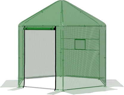 MU 9.4x9.4x8.2 FT Greenhouses for Outdoors, Heavy-Duty Green House for Outside, Walk in Winter Greenhouse with 180g Double Layer PE Cover, Ground Stakes, Great for Garden/Patio/Backyard