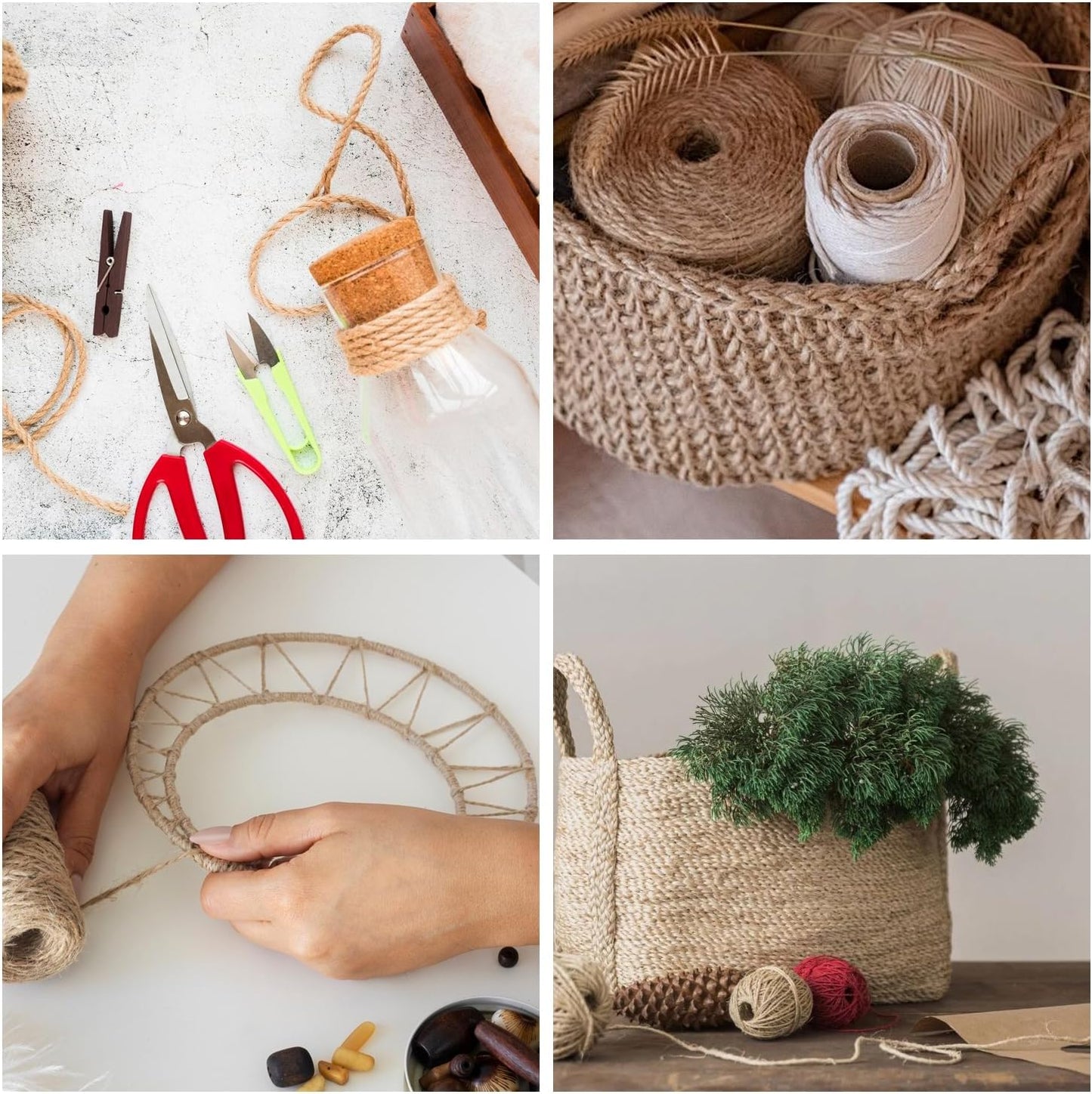 Natural Jute Twine 656ft 3mm,3Ply Twisted Thick Twine Rope Strong Jute String Roll for Crafts Gift Wrapping Gardening Home Decor Bundling Cat Scratching Post