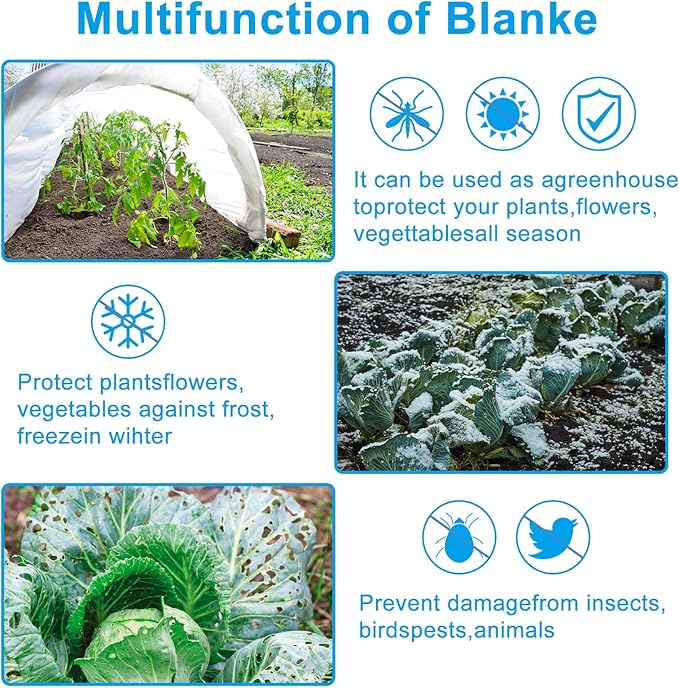 10ft x 50ft Plant Covers Freeze Protection, 1.2oz Frost Blankets Floating Row Cover for Plants Frost Protection Covers Garden Winter Frost Pests Protection,White