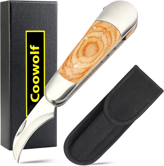 Mushroom Foraging Knife - Folding Knife with Brush and Sheath for Mushroom Lovers