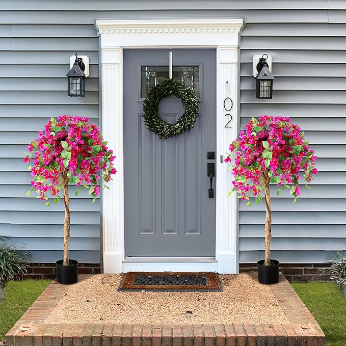 SAFEPLUS 4.5FT Bougainvillea Artificial Tree, Tall Fake Floor Plant for Indoor Outdoor Décor