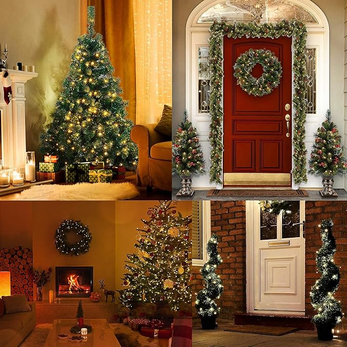 Christmas Lights - Battery Operated String Lights 50 LED String Lights Mini Lights with Auto-Timer and 8 Lighting Modes for Christmas Wreath Party Wedding Garden Home Decoration, Warm White, 2 Pack