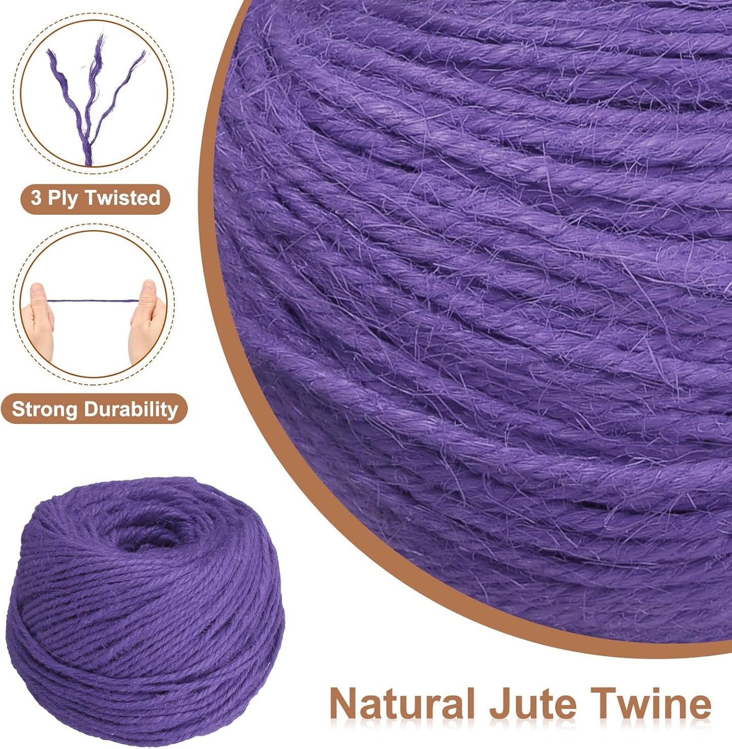 uxcell 328 Feet Natural Jute Twine String,3mm Thin Garden Twine Rope Colored Plant String Cord for DIY Art Crafts Gift Wrapping Decoration Packing Gardening Plant Hanger,Purple