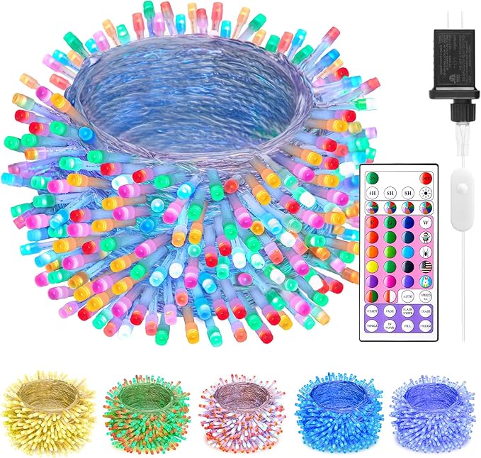 Minetom Christmas Lights Color Changing - 22 Colors 196FT 600 LED Fairy String Lights with Remote,Twinkle Fairy Lights Indoor with 12 Lighting Modes, Pastel Easter Lights for Bedroom Classroom